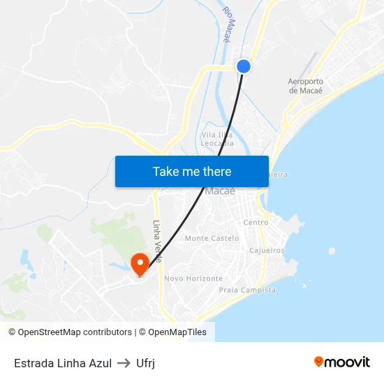 Estrada Linha Azul to Ufrj map