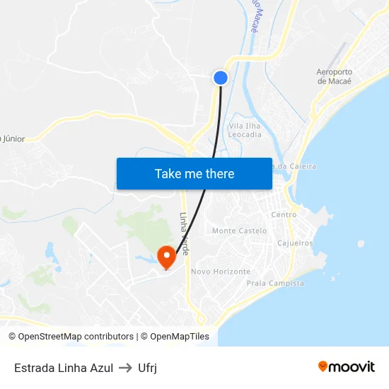 Estrada Linha Azul to Ufrj map