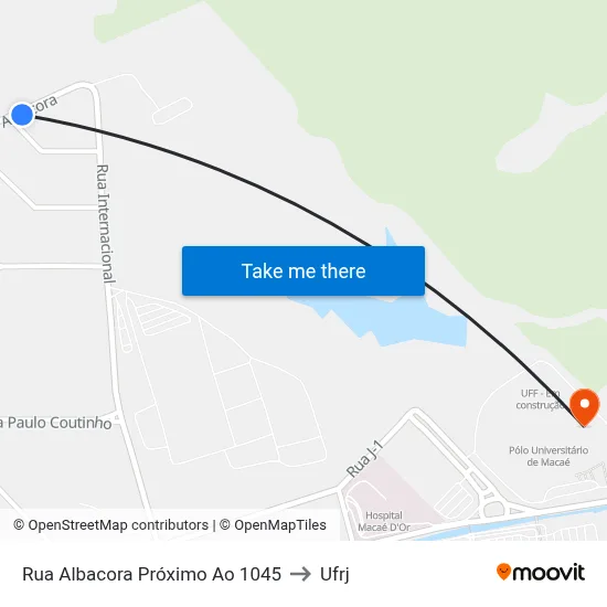 Rua Albacora Próximo Ao 1045 to Ufrj map