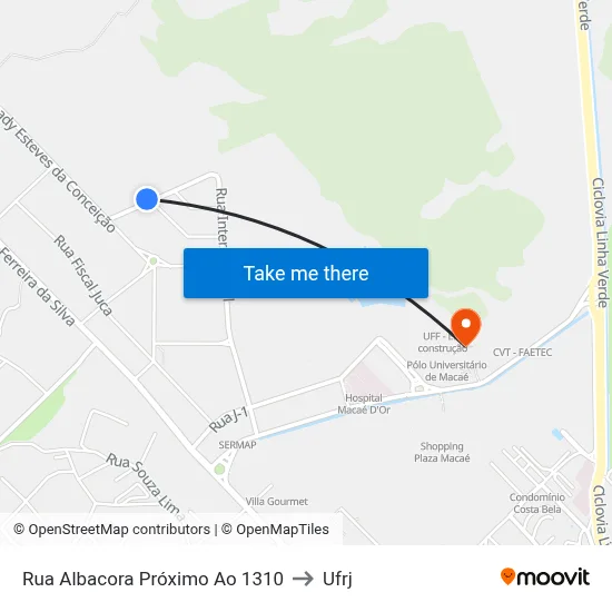 Rua Albacora Próximo Ao 1310 to Ufrj map