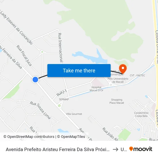 Avenida Prefeito Aristeu Ferreira Da Silva Próximo Ao 2090 to Ufrj map