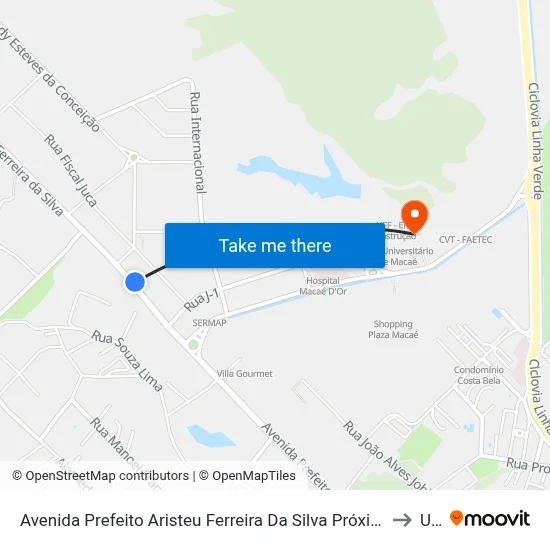 Avenida Prefeito Aristeu Ferreira Da Silva Próximo Ao 1900 to Ufrj map