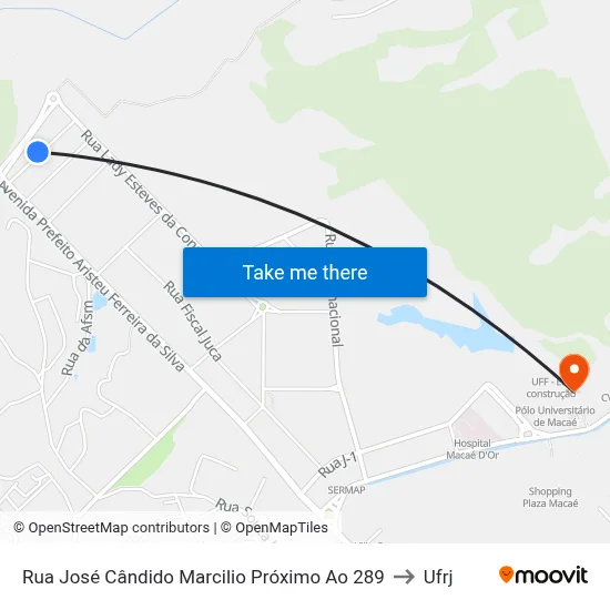 Rua José Cândido Marcilio Próximo Ao 289 to Ufrj map