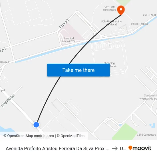 Avenida Prefeito Aristeu Ferreira Da Silva Próximo Ao 1200 to Ufrj map