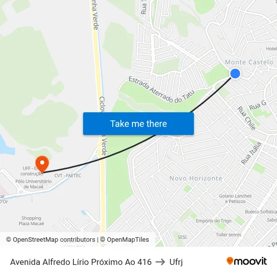 Avenida Alfredo Lírio Próximo Ao 416 to Ufrj map