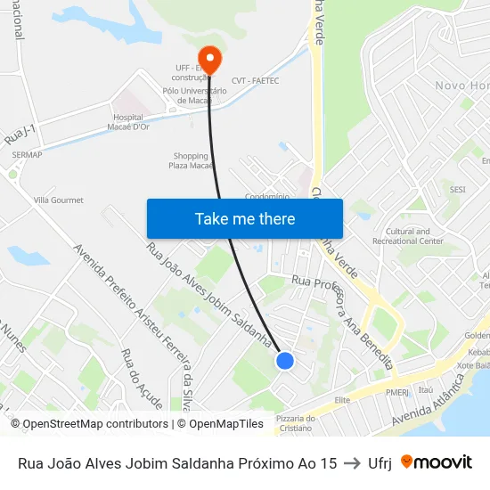 Rua João Alves Jobim Saldanha Próximo Ao 15 to Ufrj map