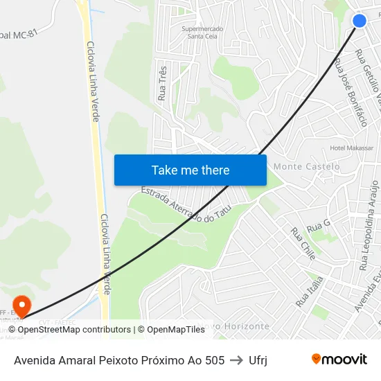 Avenida Amaral Peixoto Próximo Ao 505 to Ufrj map