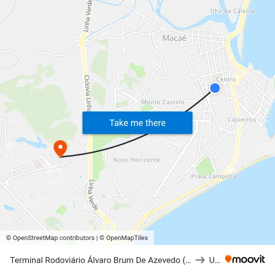 Terminal Rodoviário Álvaro Brum De Azevedo (Macaé) to Ufrj map