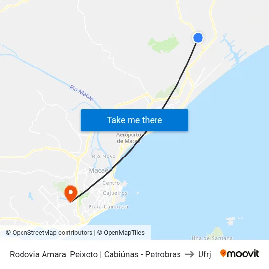 Rodovia Amaral Peixoto | Cabiúnas - Petrobras to Ufrj map