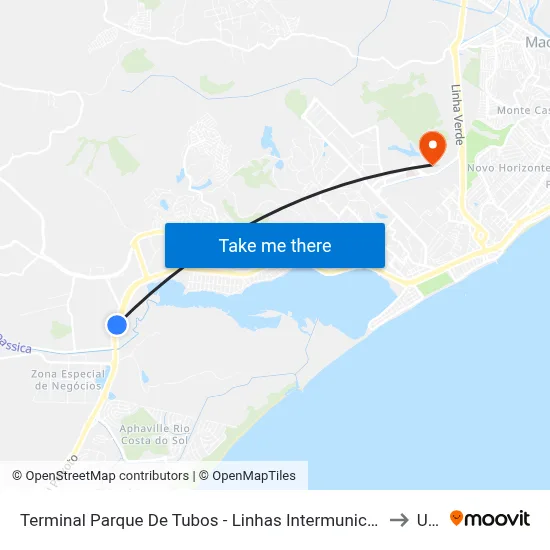 Terminal Parque De Tubos - Linhas Intermunicipais to Ufrj map