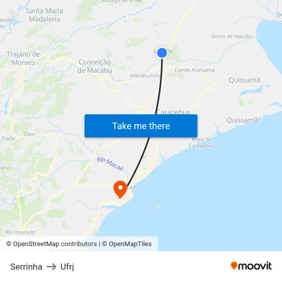Serrinha to Ufrj map