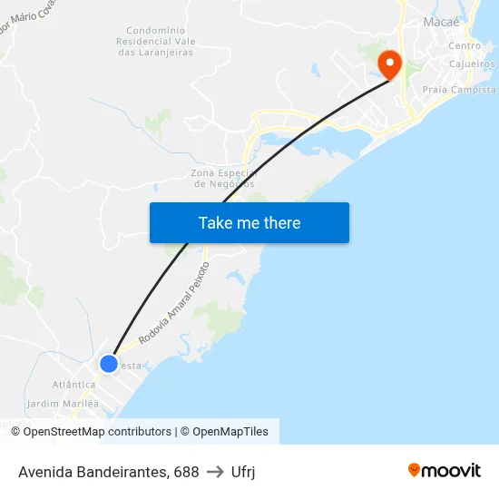 Avenida Bandeirantes, 688 to Ufrj map