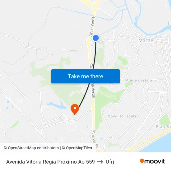 Avenida Vitória Régia Próximo Ao 559 to Ufrj map