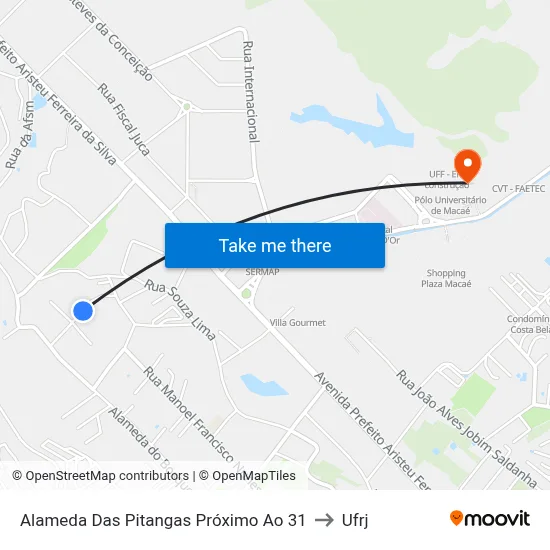 Alameda Das Pitangas Próximo Ao 31 to Ufrj map