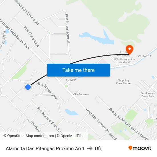 Alameda Das Pitangas Próximo Ao 1 to Ufrj map