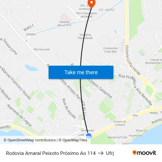 Rodovia Amaral Peixoto Próximo Ao 114 to Ufrj map