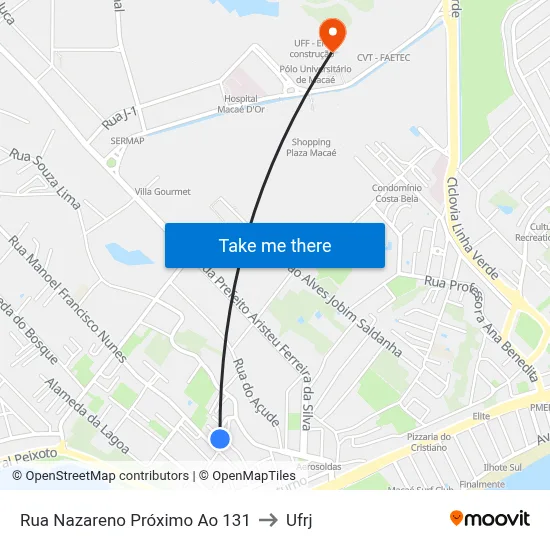 Rua Nazareno Próximo Ao 131 to Ufrj map