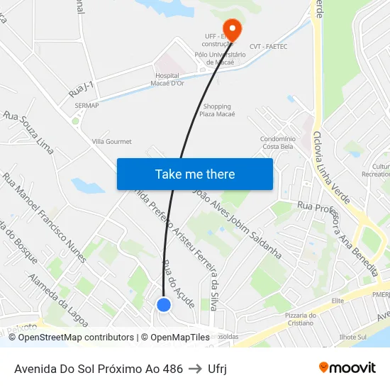 Avenida Do Sol Próximo Ao 486 to Ufrj map