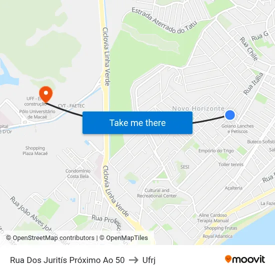 Rua Dos Juritís Próximo Ao 50 to Ufrj map
