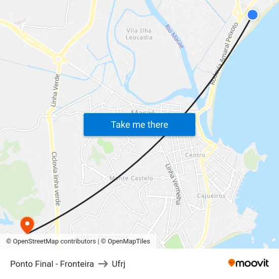 Ponto Final - Fronteira to Ufrj map