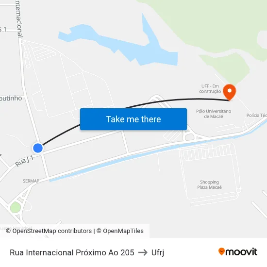 Rua Internacional Próximo Ao 205 to Ufrj map