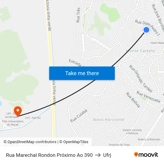 Rua Marechal Rondon Próximo Ao 390 to Ufrj map