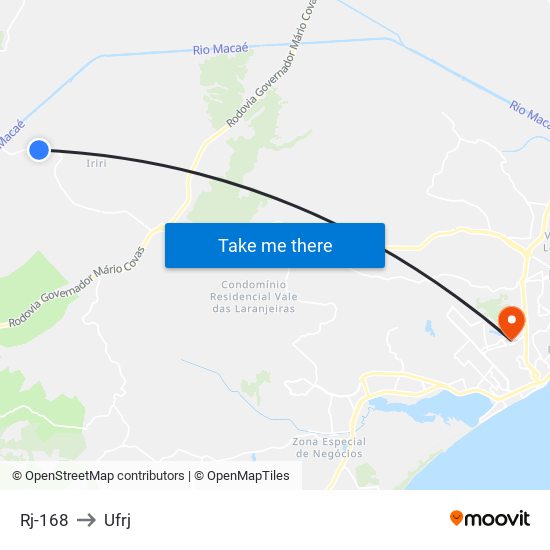 Rj-168 to Ufrj map