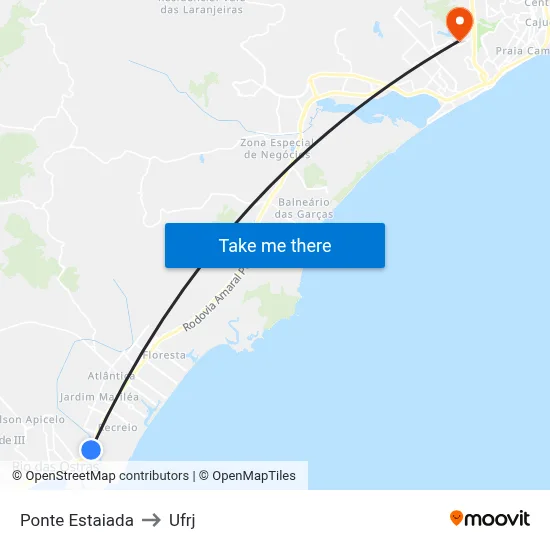 Ponte Estaiada to Ufrj map