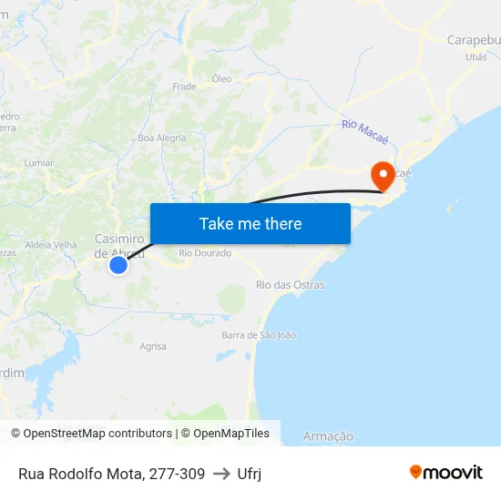 Rua Rodolfo Mota, 277-309 to Ufrj map