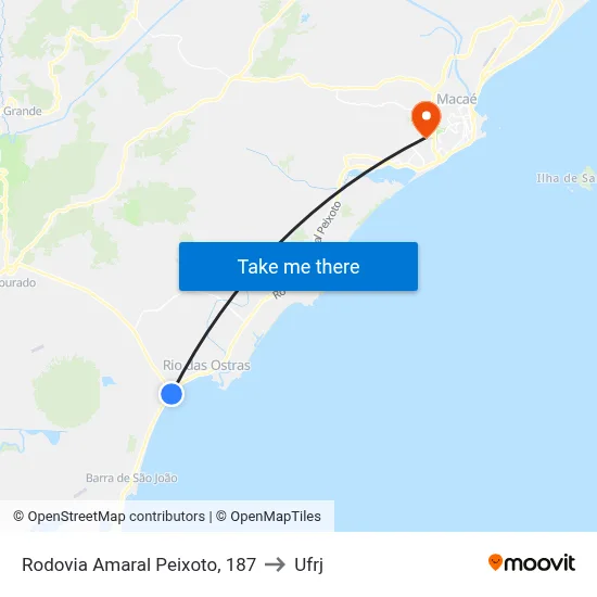 Rodovia Amaral Peixoto, 187 to Ufrj map