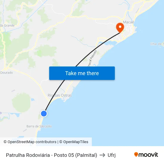Patrulha Rodoviária - Posto 05 (Palmital) to Ufrj map