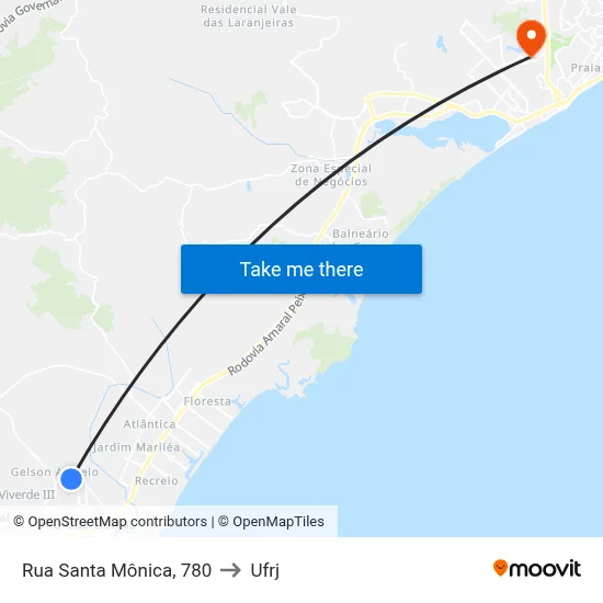 Rua Santa Mônica, 780 to Ufrj map