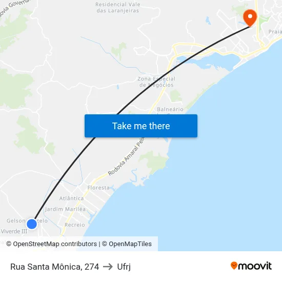 Rua Santa Mônica, 274 to Ufrj map