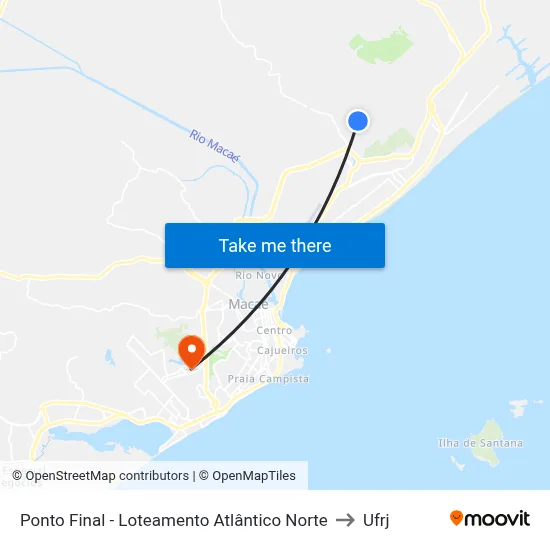 Ponto Final - Loteamento Atlântico Norte to Ufrj map