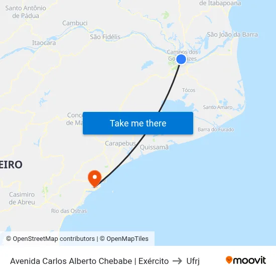 Avenida Carlos Alberto Chebabe | Exército to Ufrj map