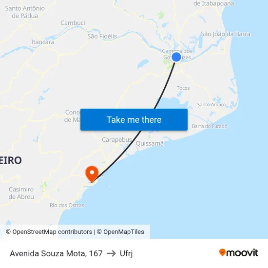 Avenida Souza Mota, 167 to Ufrj map