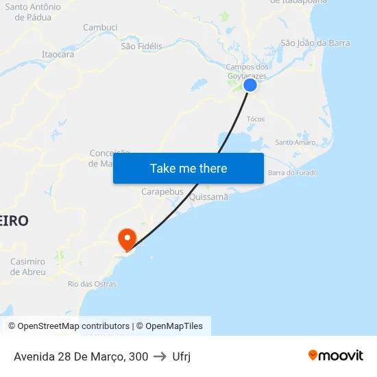 Avenida 28 De Março, 300 to Ufrj map
