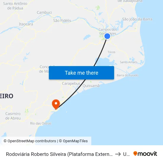 Rodoviária Roberto Silveira (Plataforma Externa) to Ufrj map