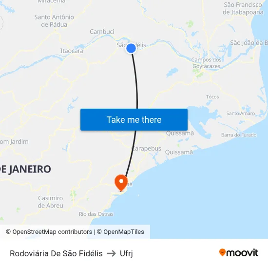 Rodoviária De São Fidélis to Ufrj map