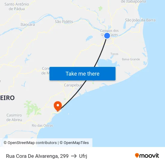 Rua Cora De Alvarenga, 299 to Ufrj map