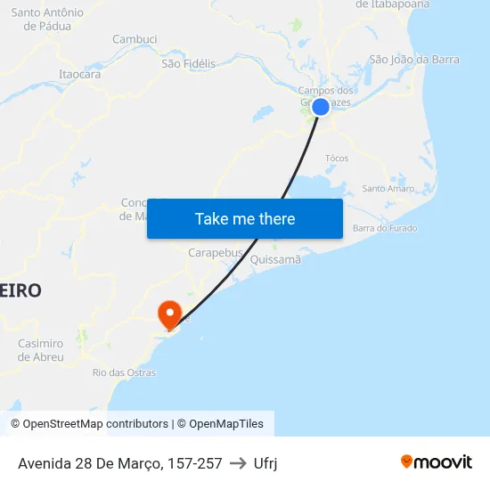 Avenida 28 De Março, 157-257 to Ufrj map
