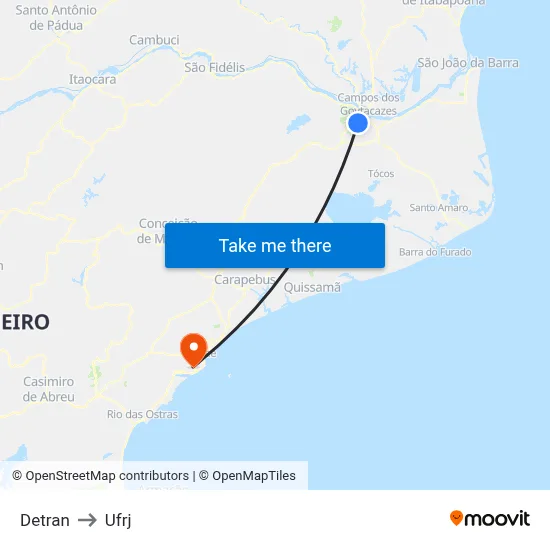 Detran to Ufrj map