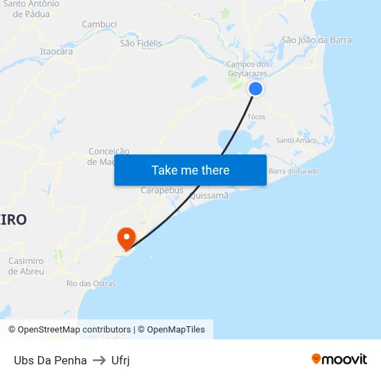Ubs Da Penha to Ufrj map