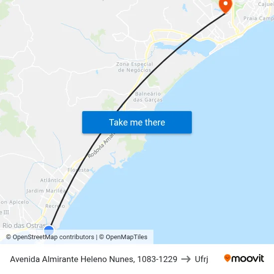 Avenida Almirante Heleno Nunes, 1083-1229 to Ufrj map