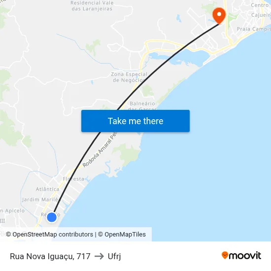 Rua Nova Iguaçu, 717 to Ufrj map