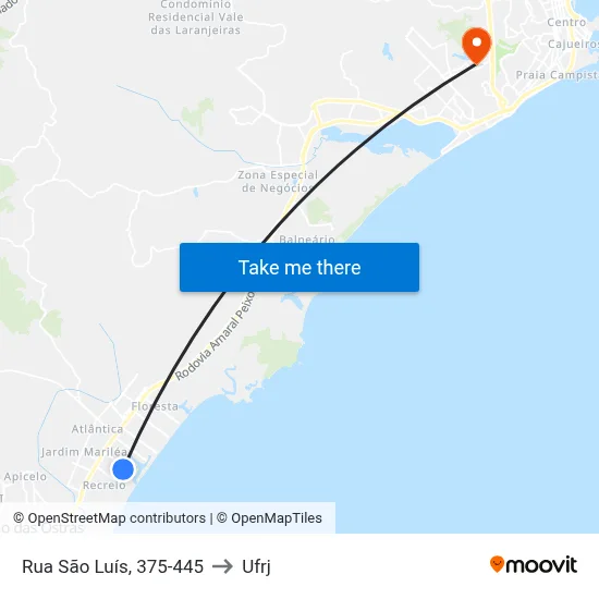 Rua São Luís, 375-445 to Ufrj map