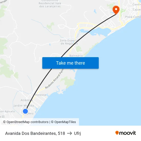 Avanida Dos Bandeirantes, 518 to Ufrj map