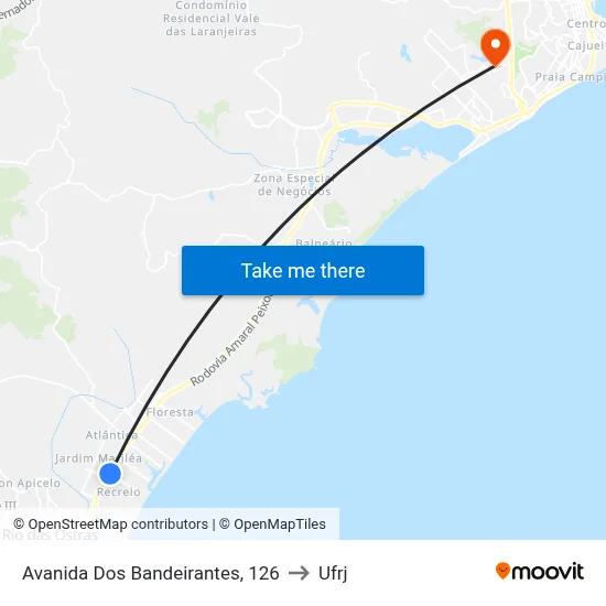 Avanida Dos Bandeirantes, 126 to Ufrj map