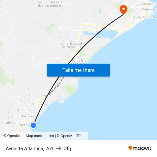 Avenida Atlântica, 261 to Ufrj map