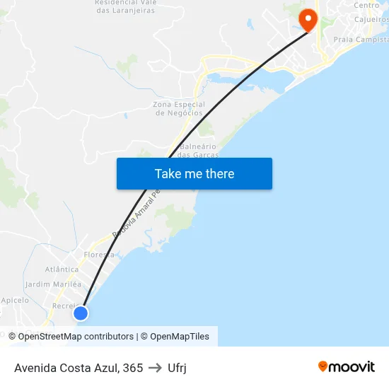 Avenida Costa Azul, 365 to Ufrj map